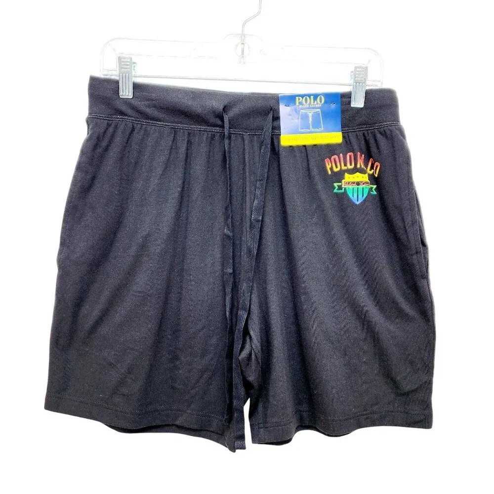 Ralph Lauren Polo black SleepLounge Shorts Men Drawstring Comfort Length SZ M